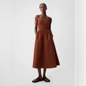 GAP | Dresses | Gap Mixed Media Brown Midi Dress Removable Straps Fit Flare  Womens Small | Poshmark